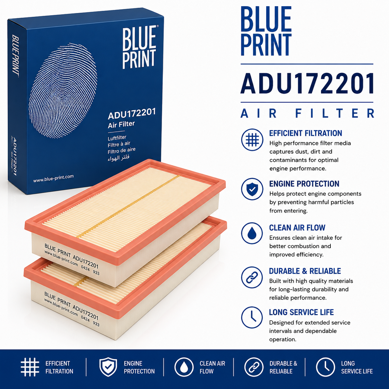 BLUE PRINT ADU172201 Filter, Air Filter