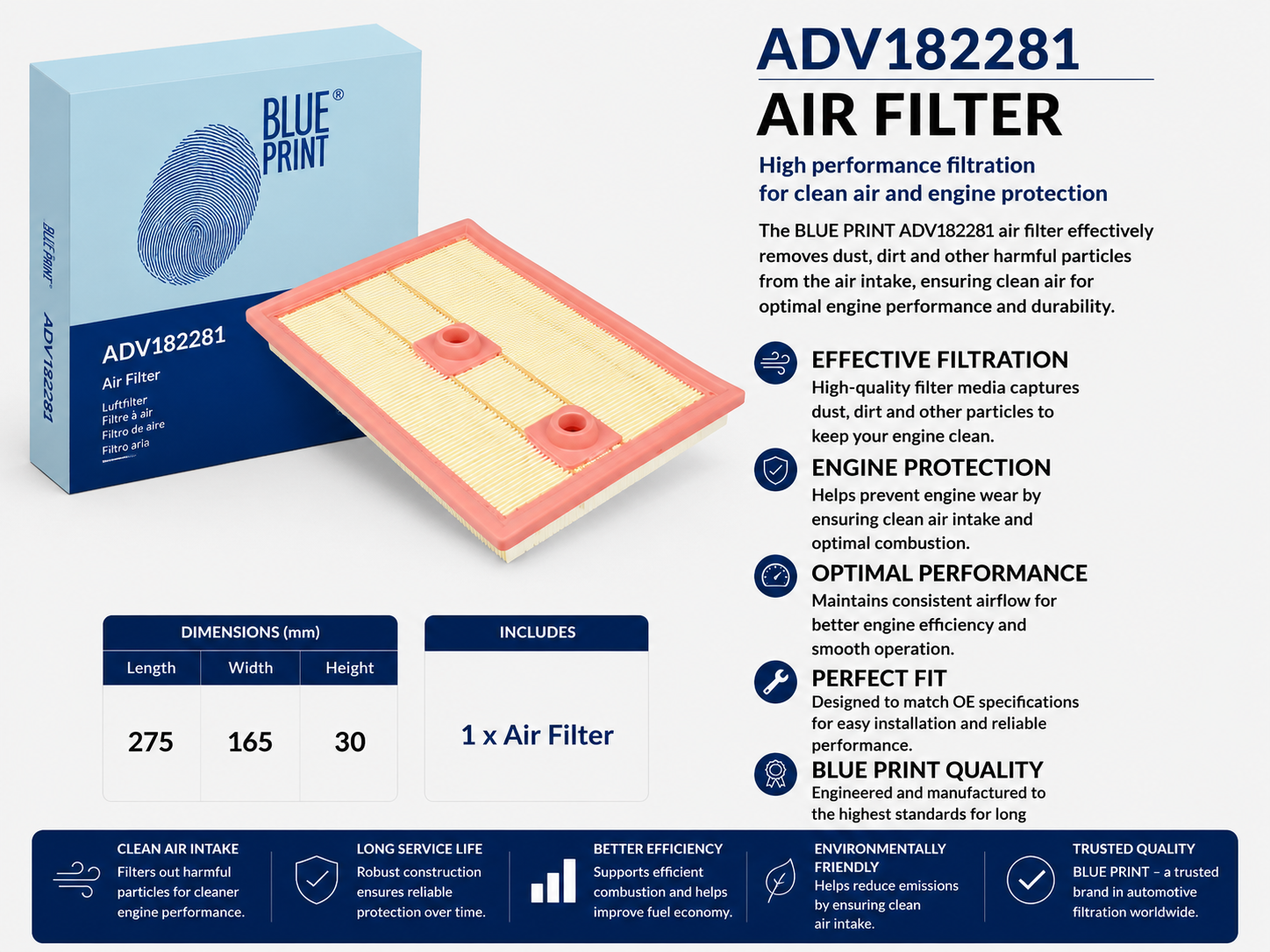 BLUE PRINT ADV182281 Filter, Air Filter