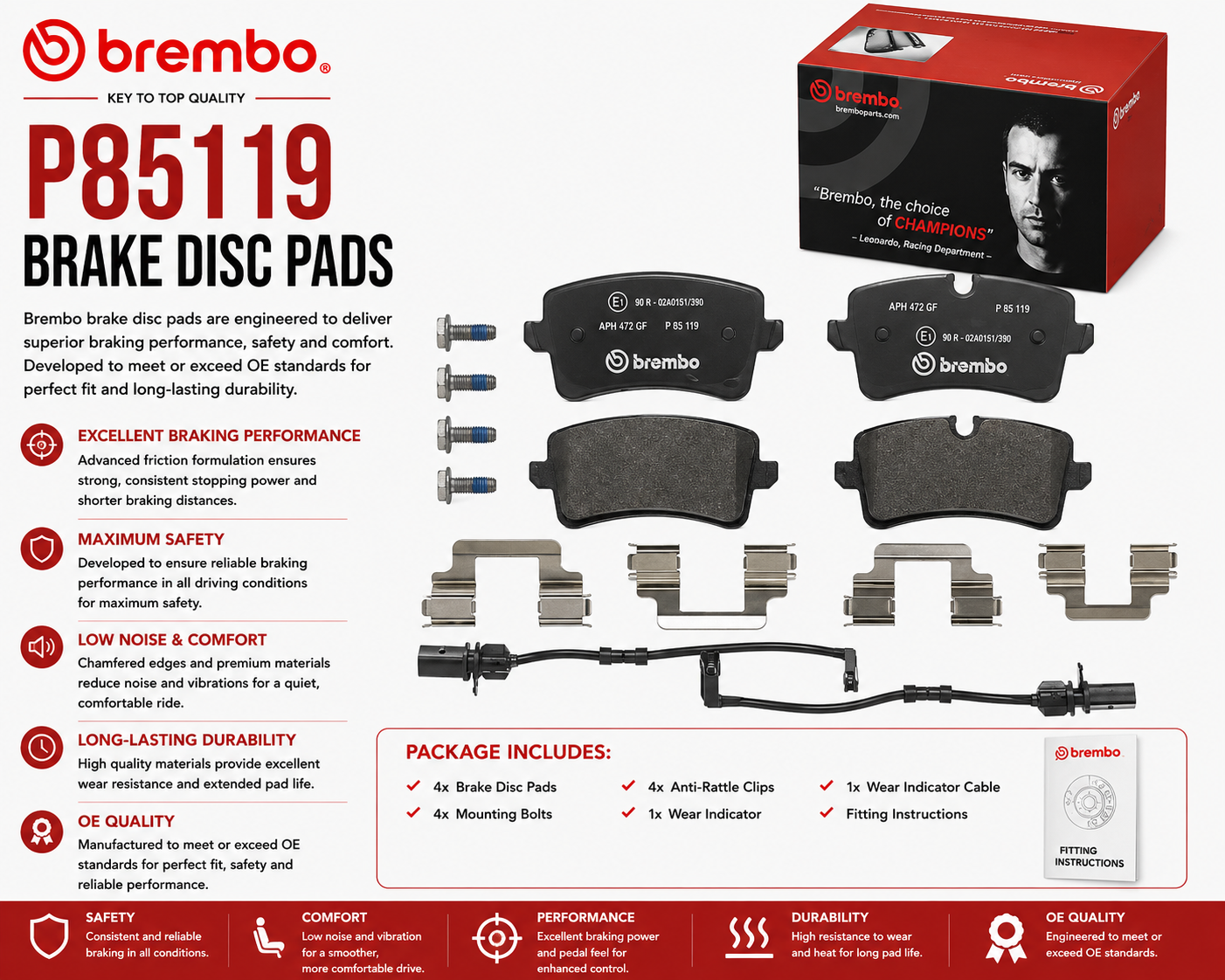 BREMBO P85119 Brakes, Brake Disk Pads