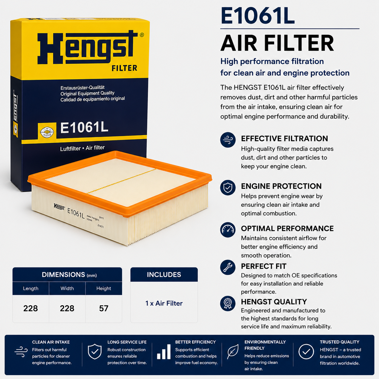 HENGST E1061L Filter, Air Filter