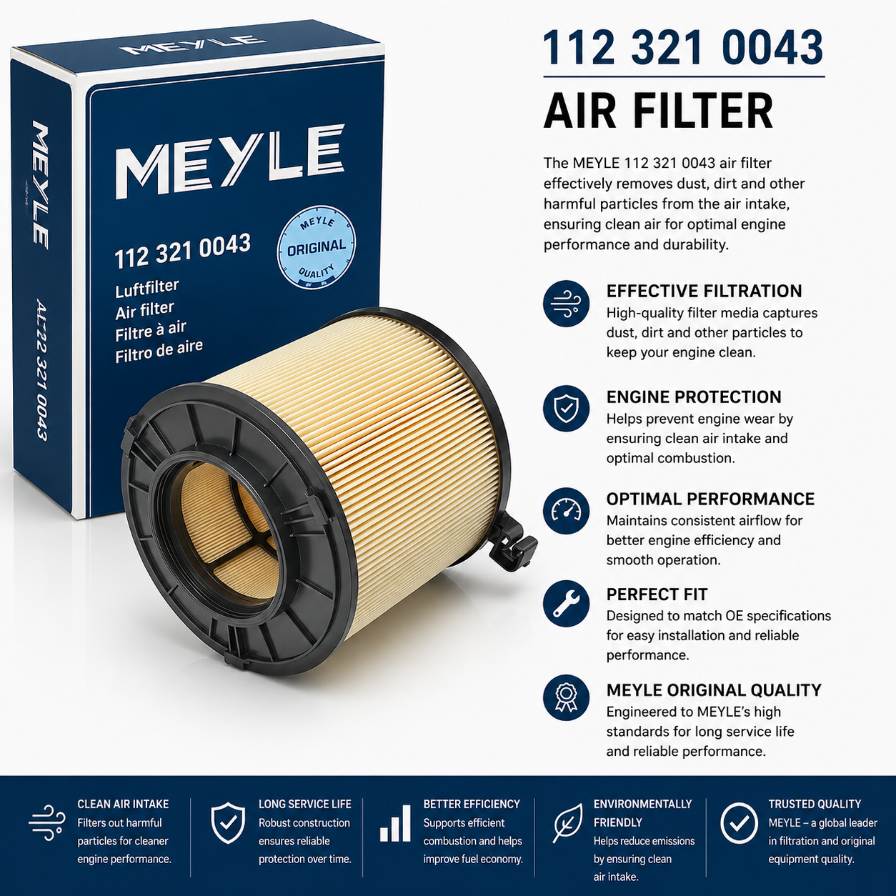 MEYLE 112 321 0043 Filter, Air Filter