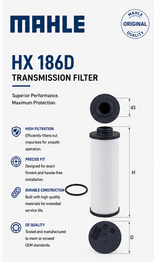 MAHLE HX 186D Filter,Transmission Filter