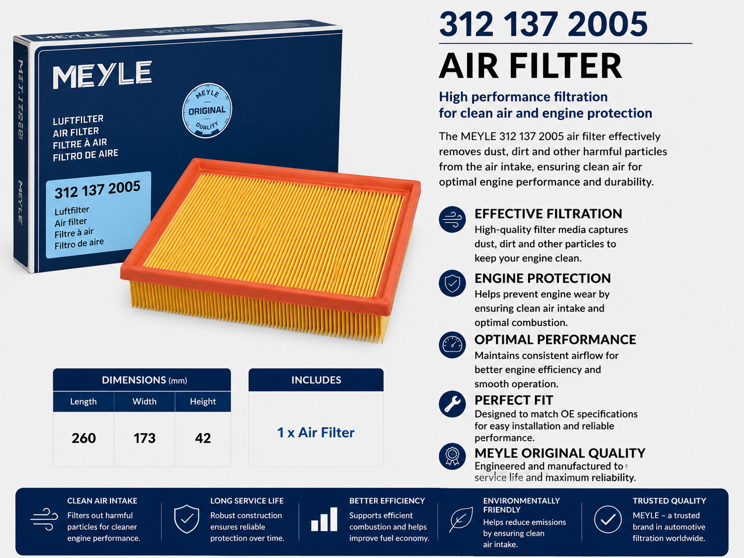MEYLE 312 137 2005 Filter, Air Filter