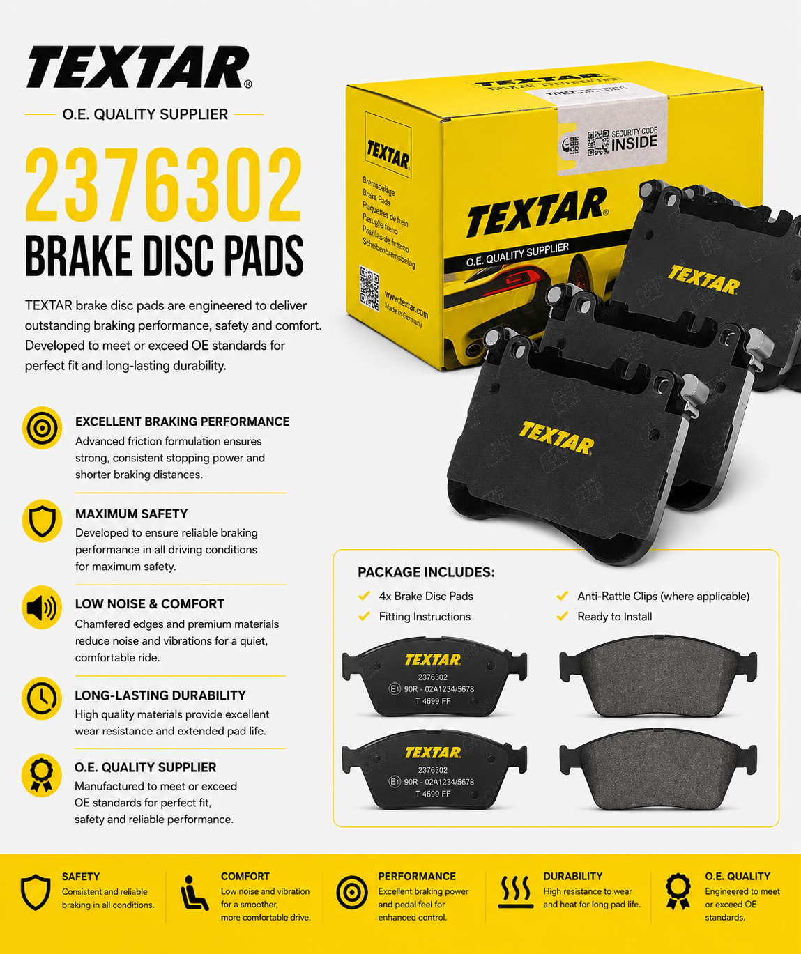 TEXTAR 2376302 Brakes, Brake Disk Pads