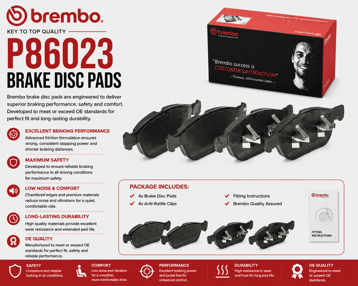 BREMBO P86023 Brakes, Brake Disk Pads
