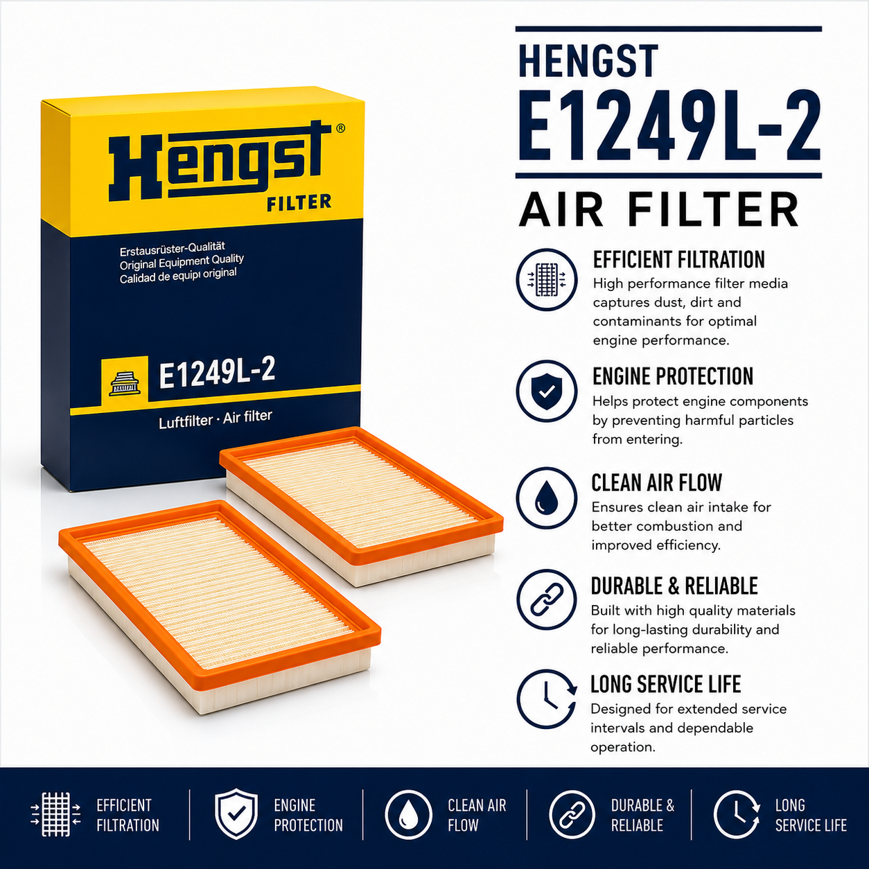 HENGST E1249L-2 Filter, Air Filter
