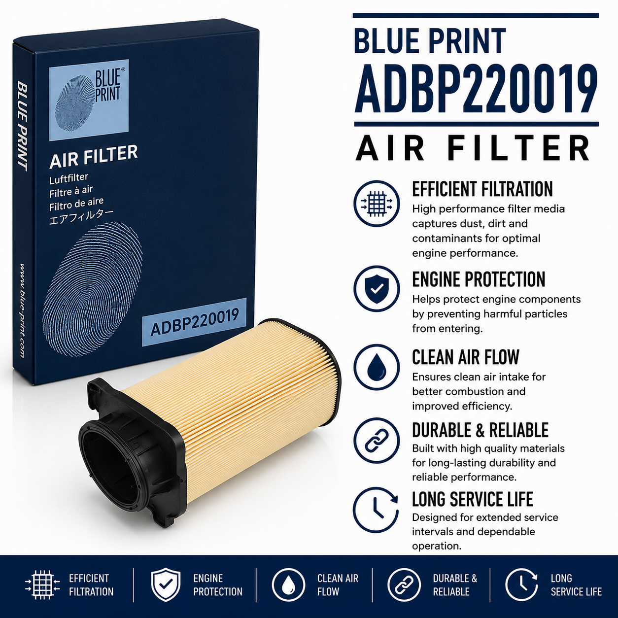 BLUE PRINT ADBP220019 Filter, Air Filter