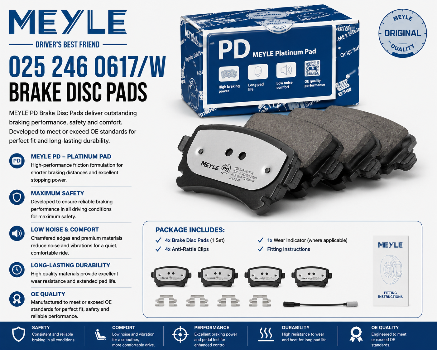MEYLE 025 246 0617/W Brakes, Brake Disk Pads
