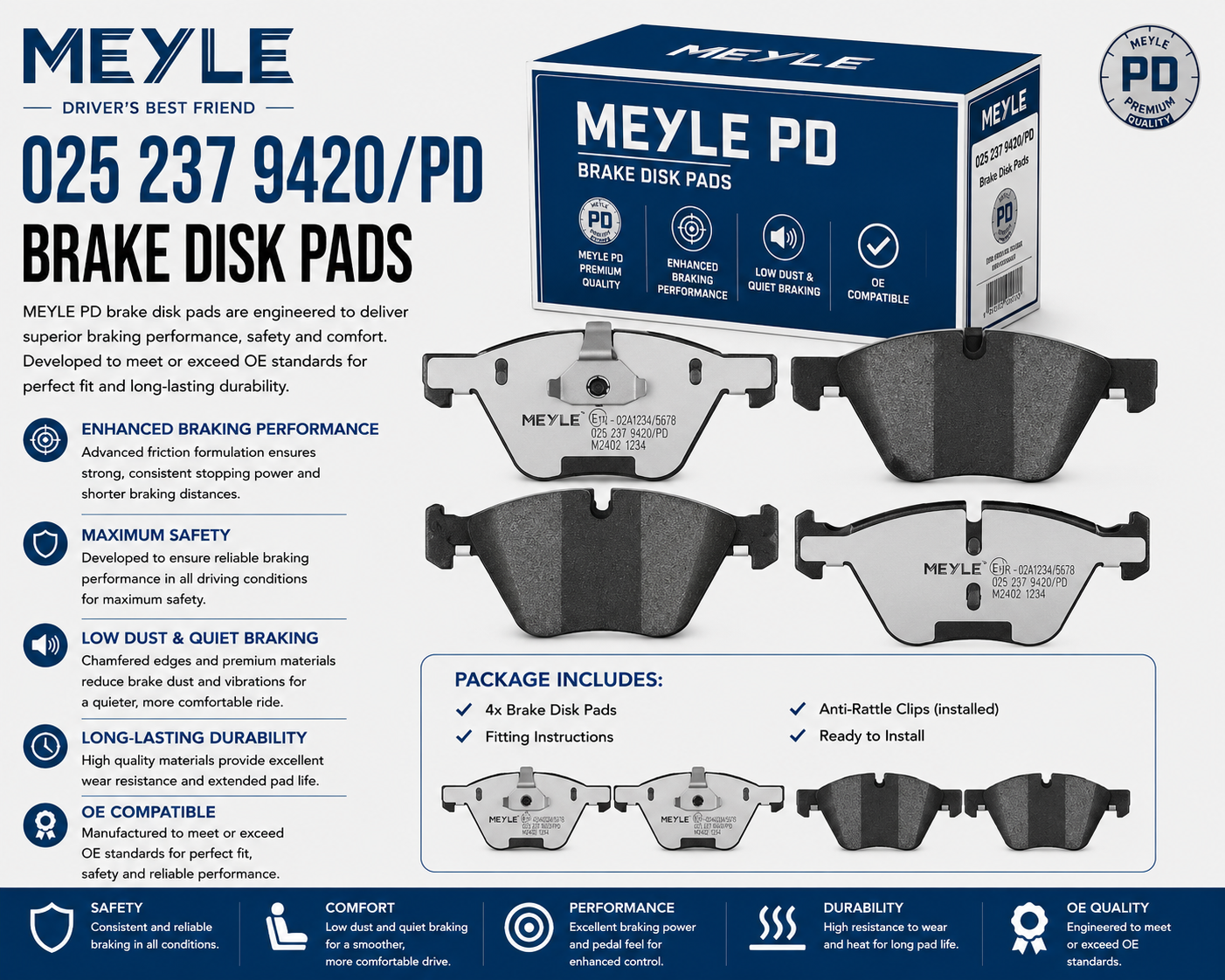 MEYLE 025 237 9420/PD Brakes, Brake Disk Pads