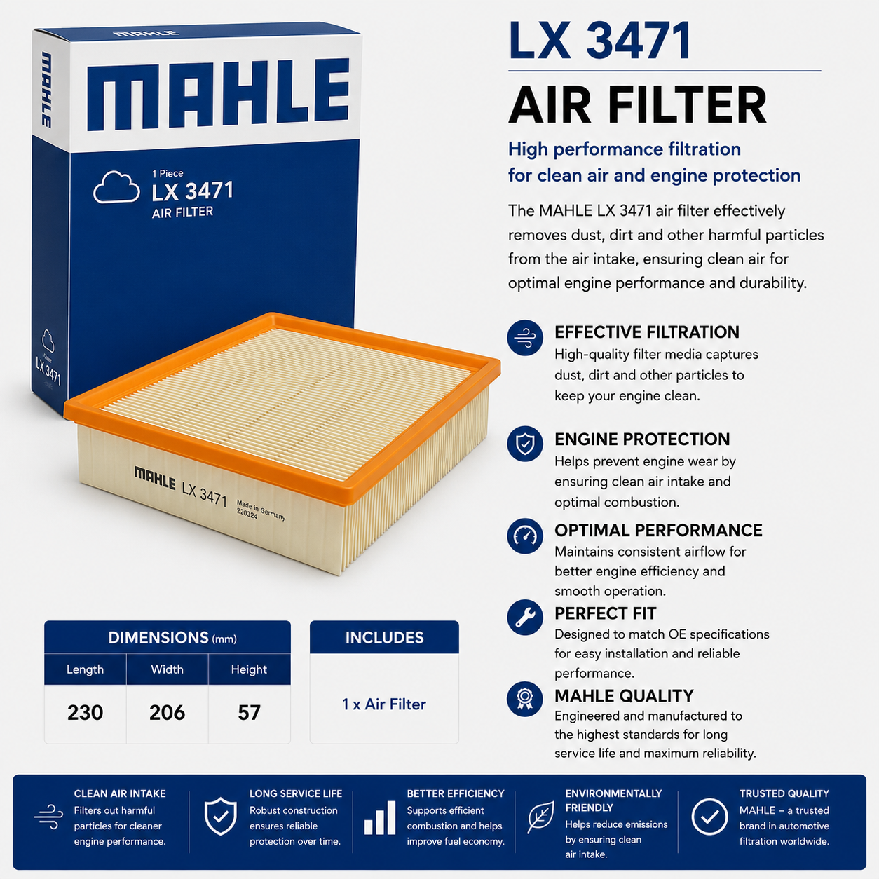 MAHLE LX 3471 Filter, Air Filter