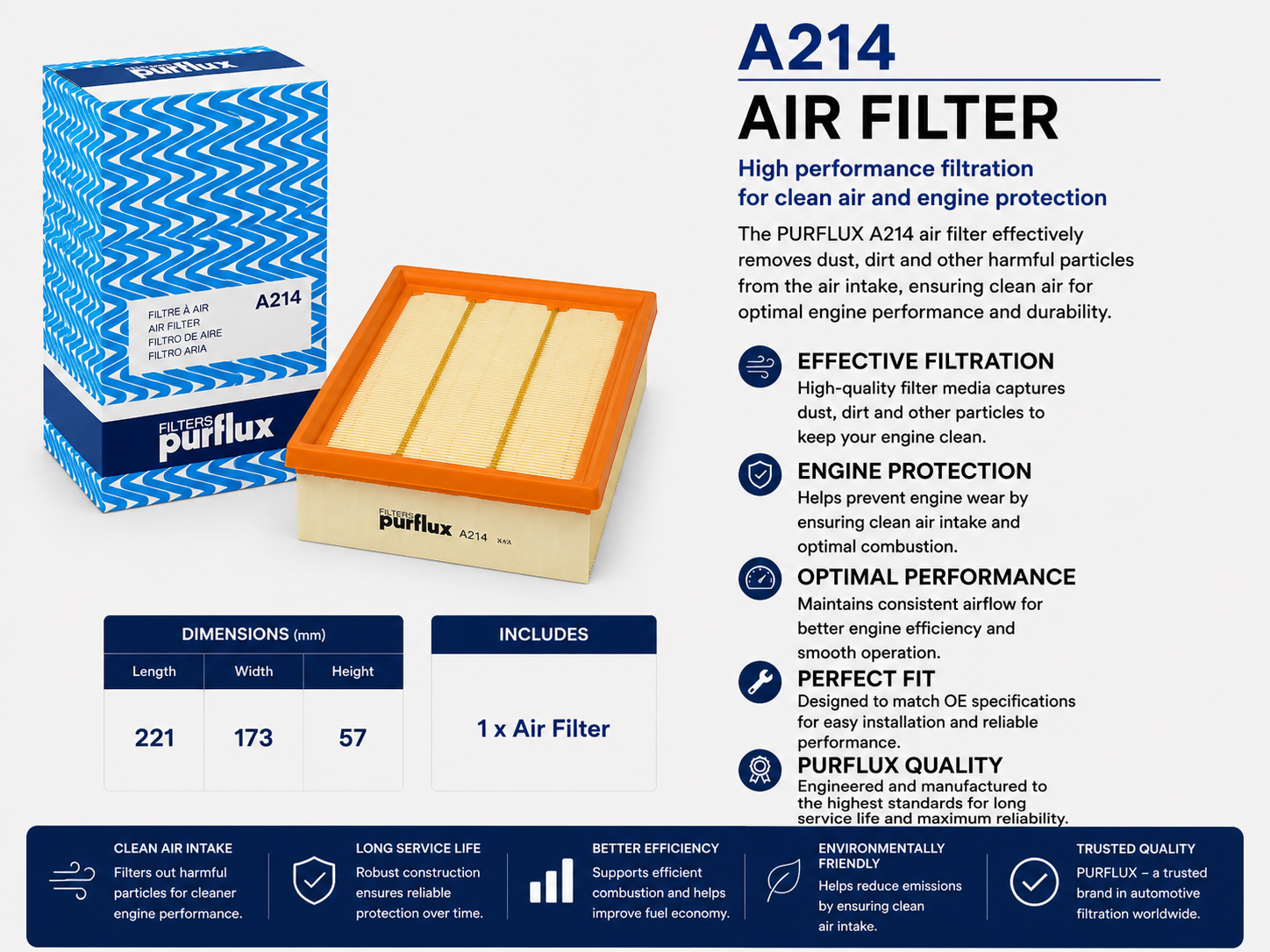 PURFLUX A214 Filter, Air Filter