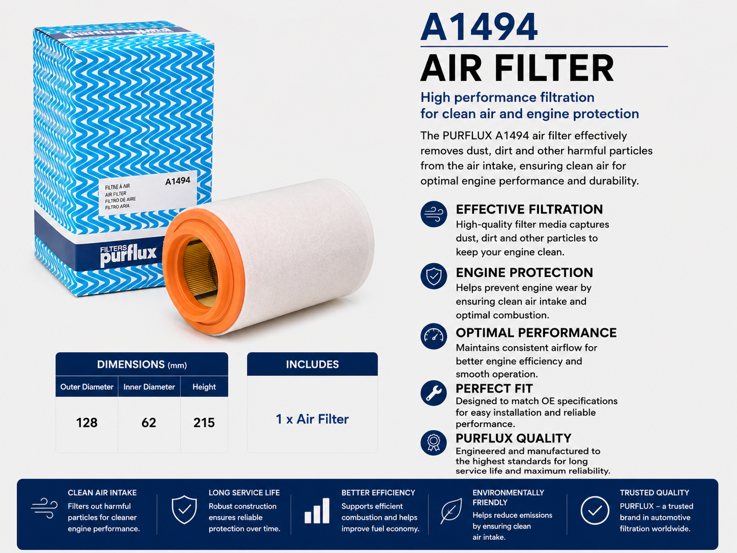 PURFLUX A1494 Filter, Air Filter
