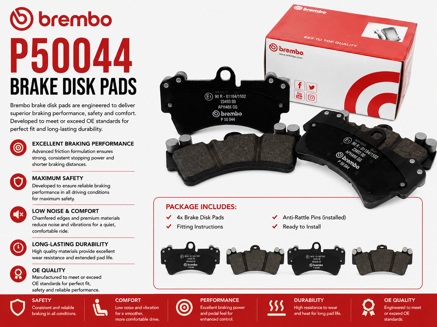 BREMBO P50044 Brakes, Brake Disk Pads