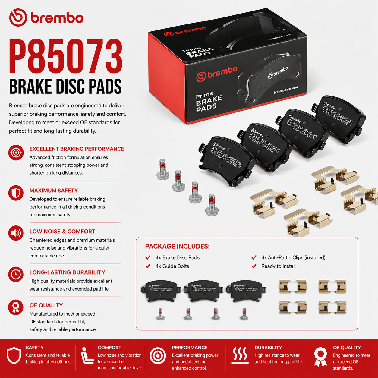 BREMBO P85073 Brakes, Brake Disk Pads