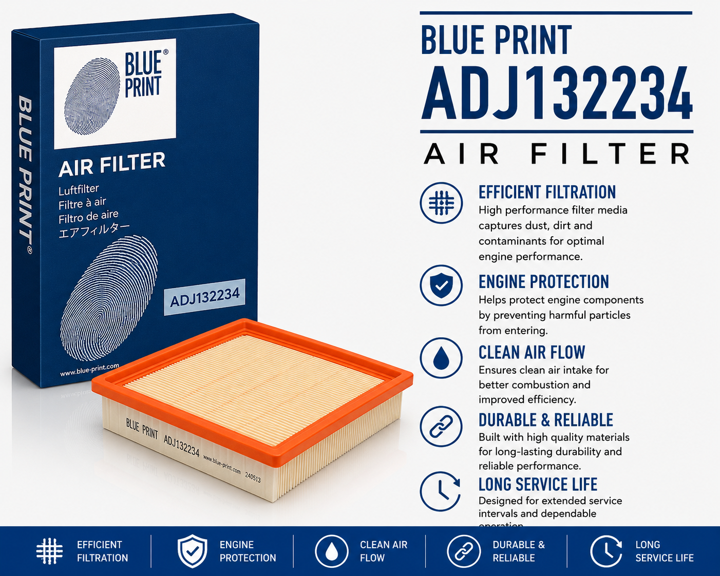 BLUE PRINT ADJ132234 Filter, Air Filter