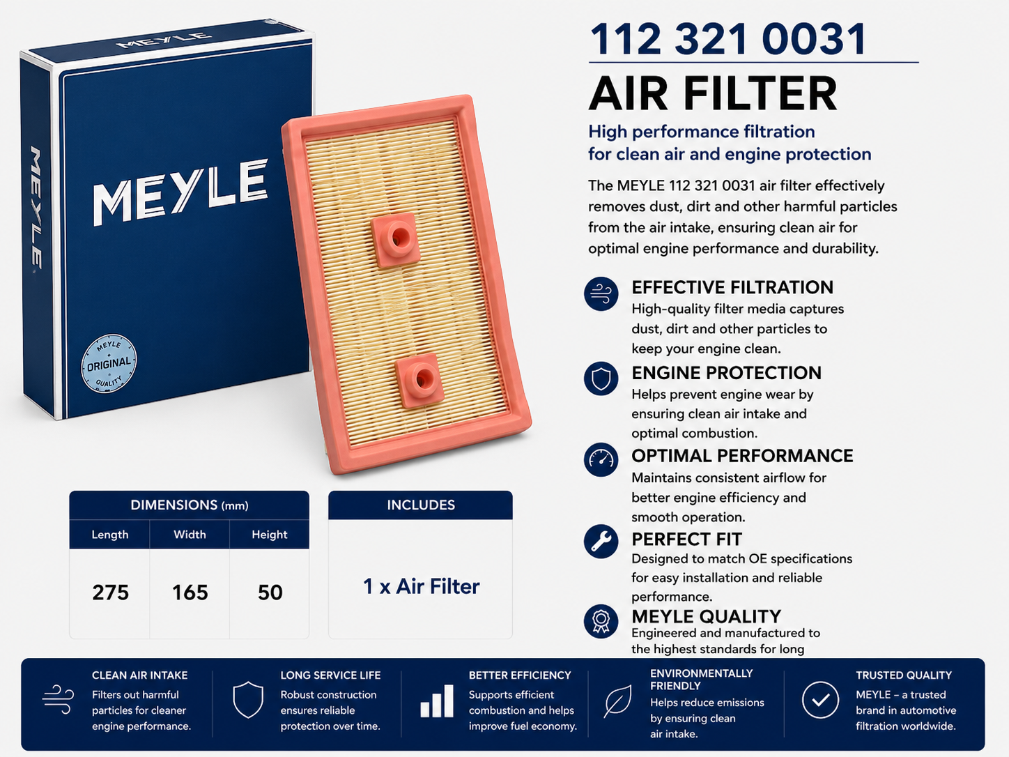 MEYLE 112 321 0031 Filter, Air Filter