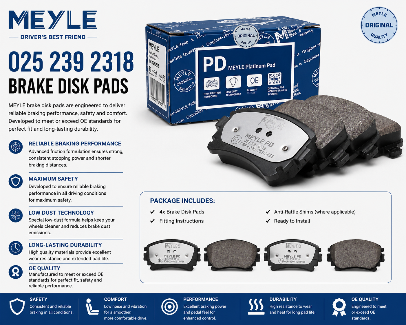 MEYLE 025 239 2318 Brakes, Brake Disk Pads