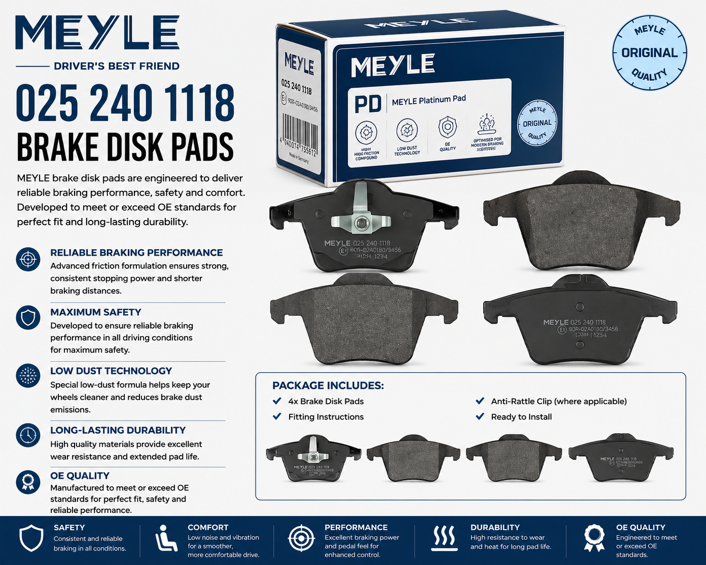 MEYLE 025 240 1118 Brakes, Brake Disk Pads