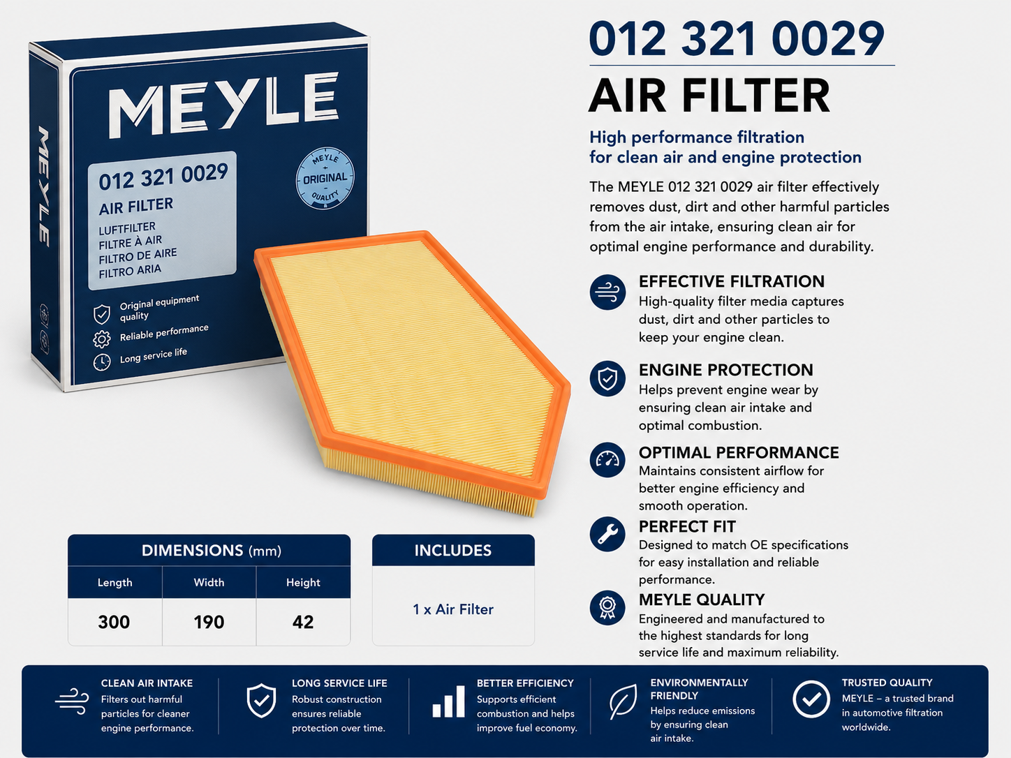 MEYLE 012 321 0029 Filter, Air Filter