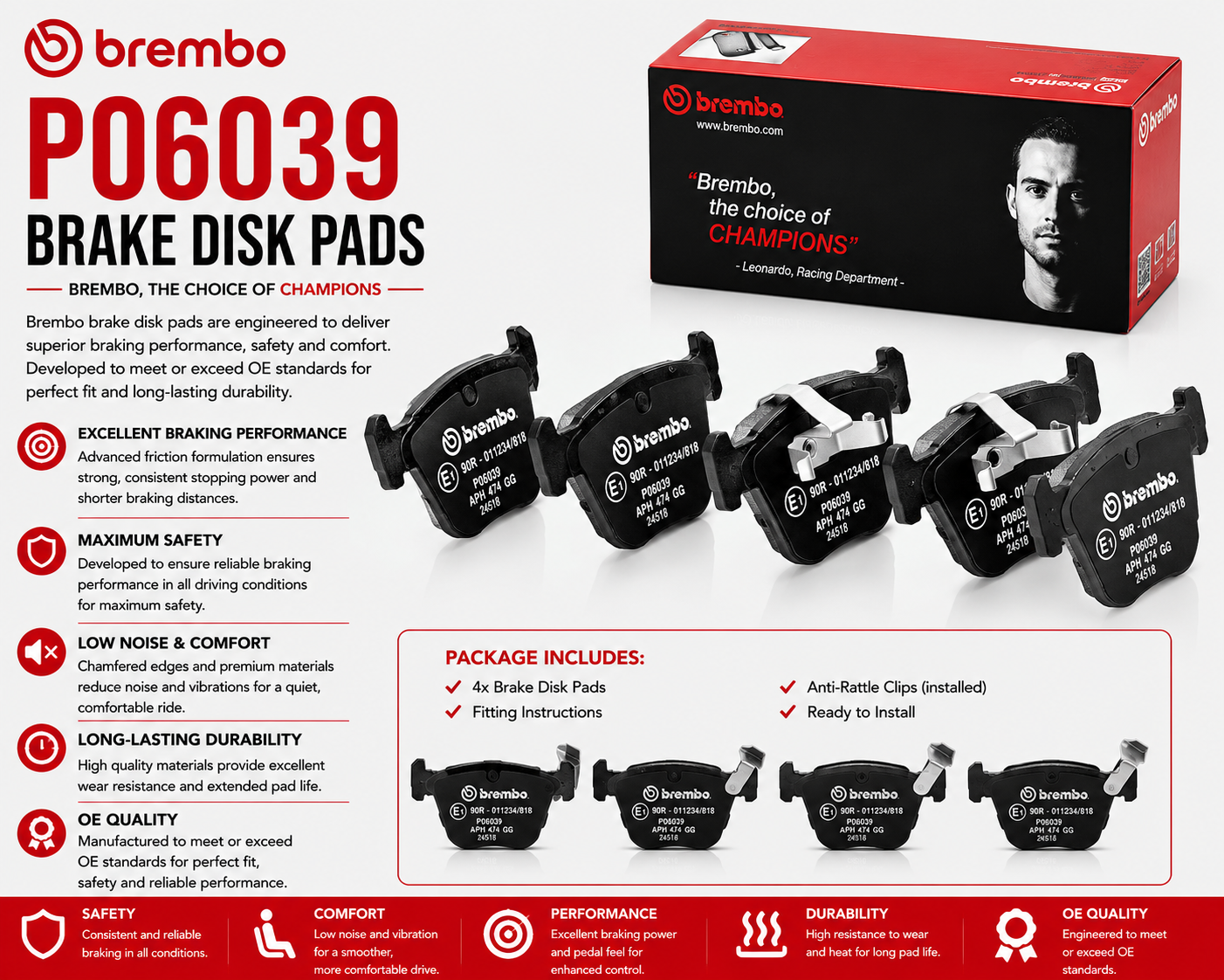 BREMBO P06039 Brakes, Brake Disk Pads