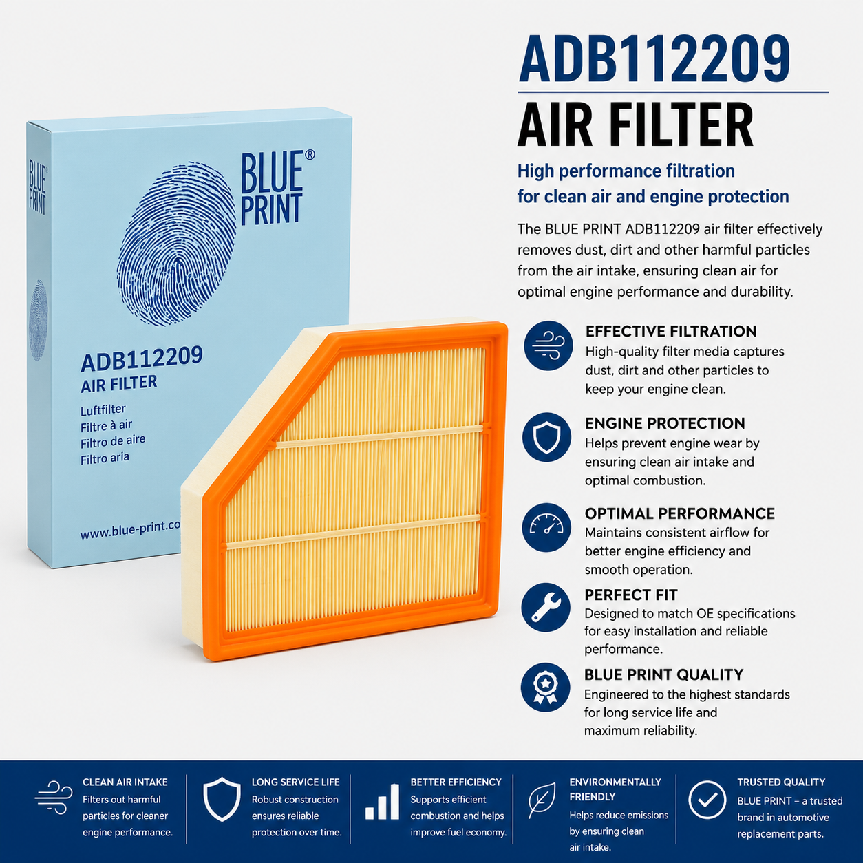 BLUE PRINT ADB112209 Filter, Air Filter