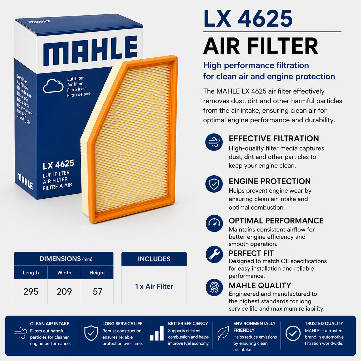 MAHLE LX 4625 Filter, Air Filter