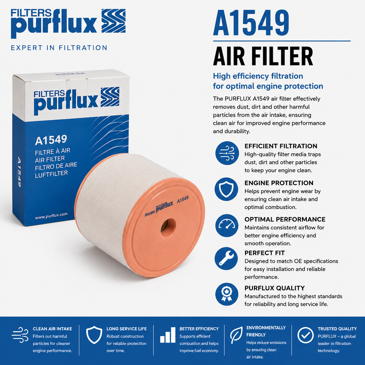 PURFLUX A1549 Filter, Air Filter