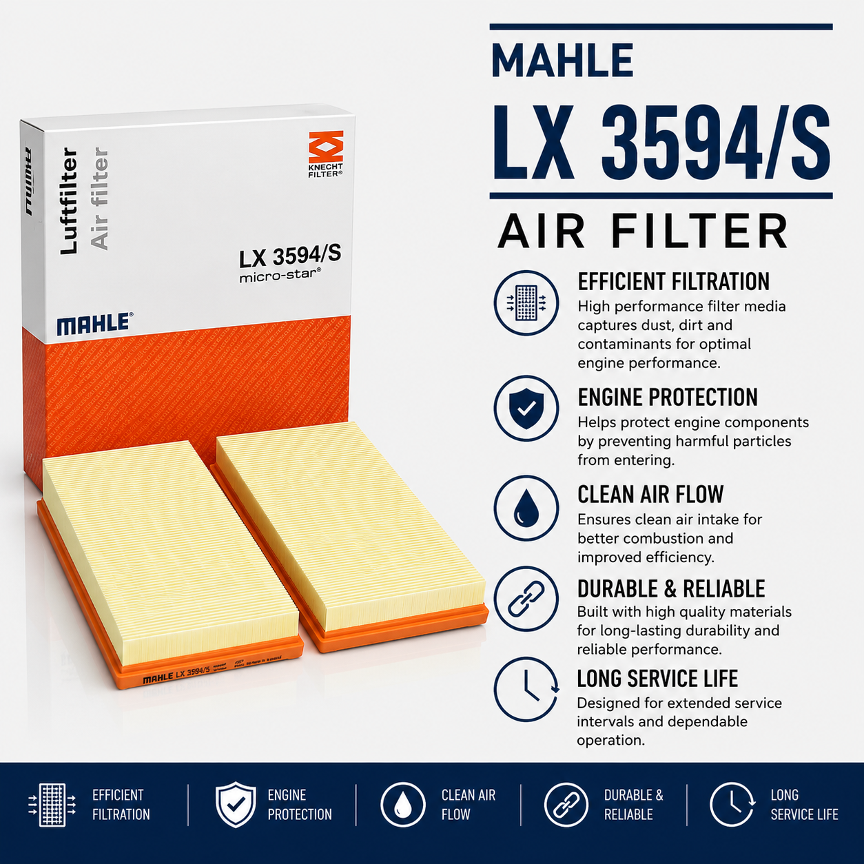 MAHLE LX 3594/S Filter, Air Filter
