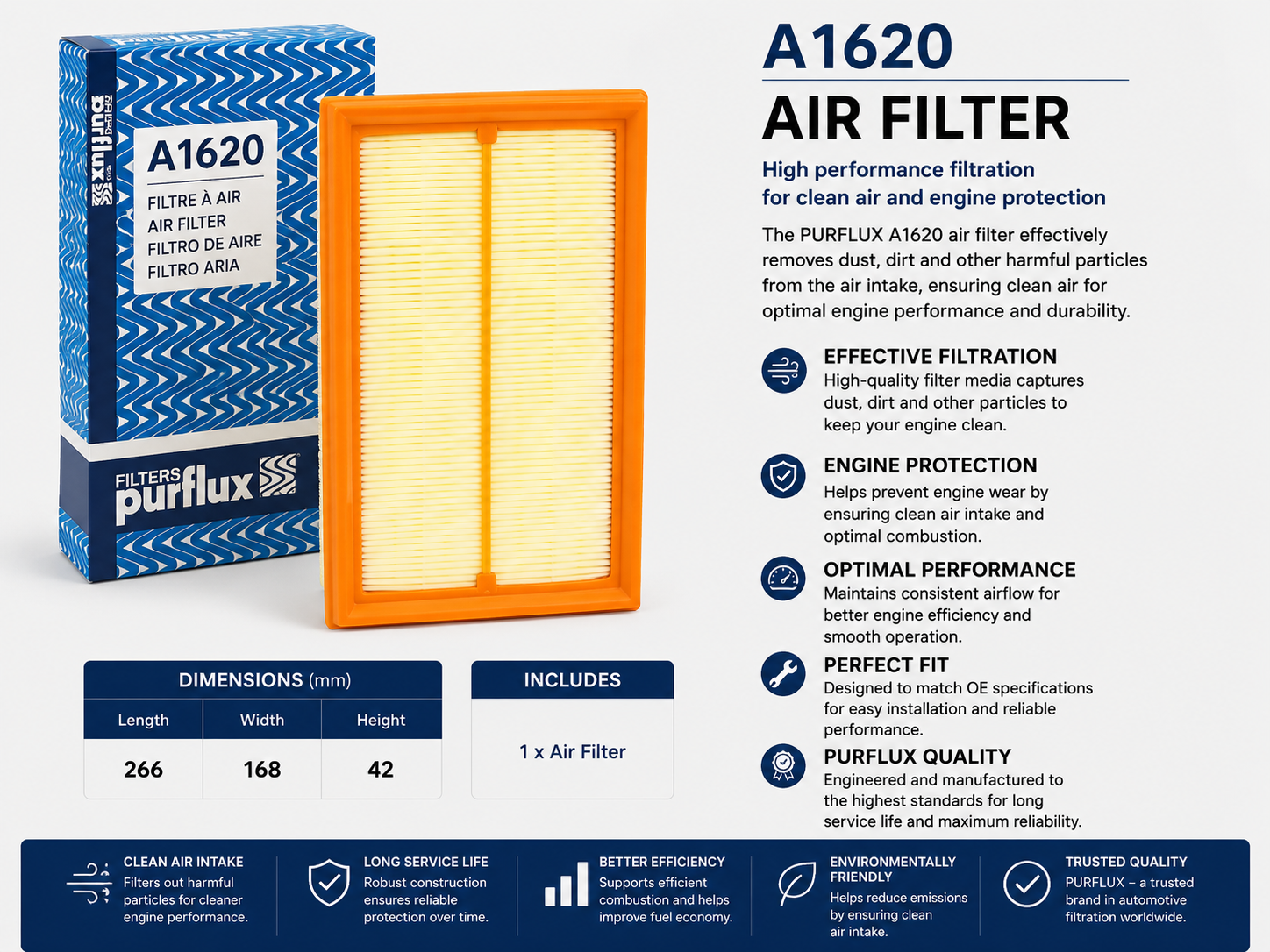 PURFLUX A1620 Filter, Air Filter