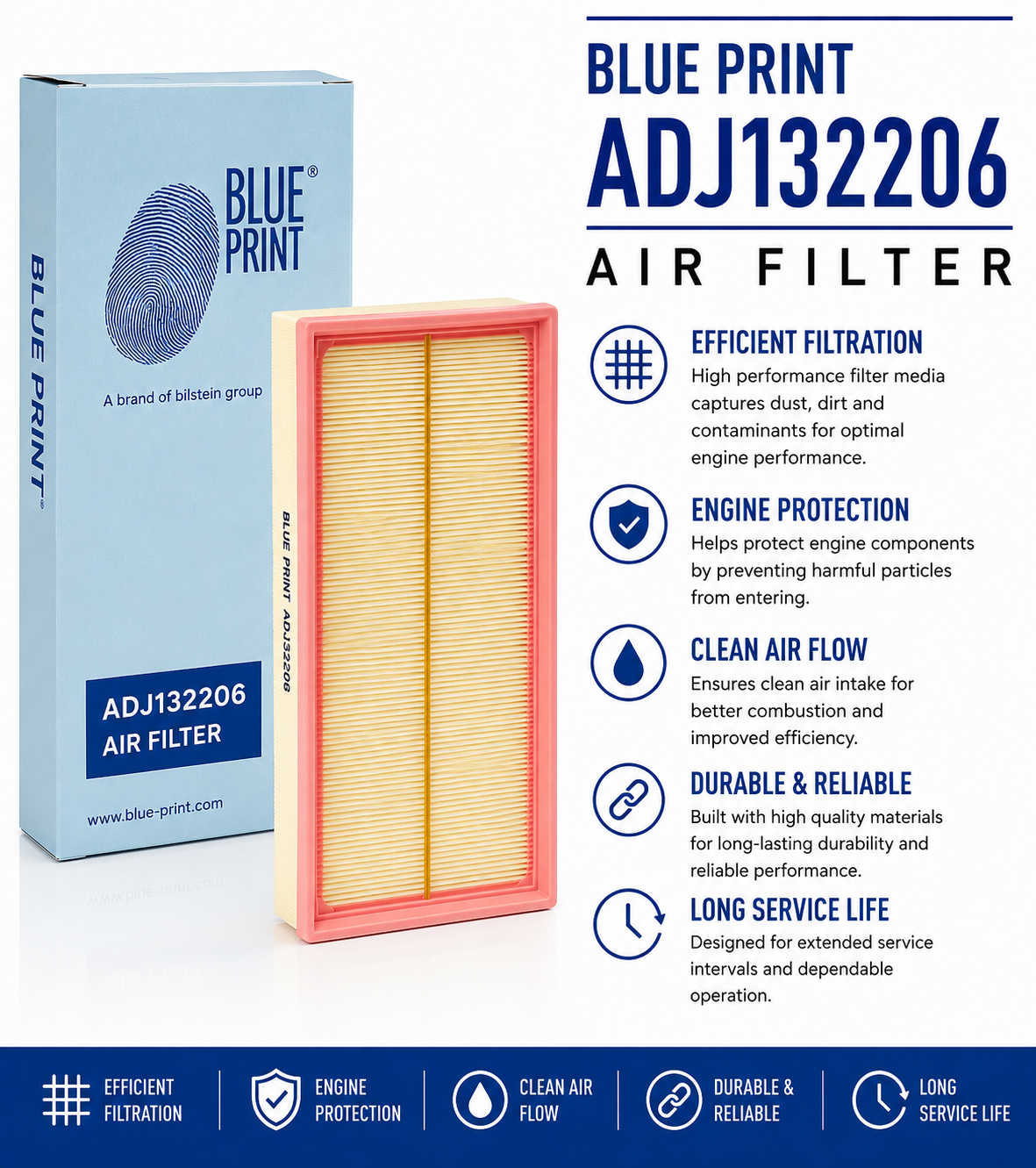 BLUE PRINT ADJ132206 Filter, Air Filter
