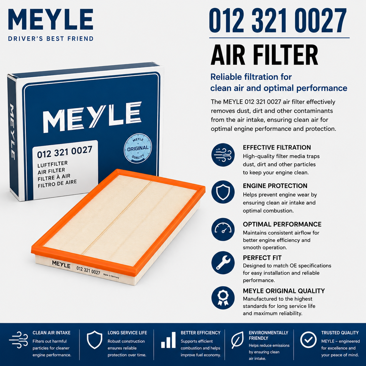 MEYLE 012 321 0027 Filter, Air Filter
