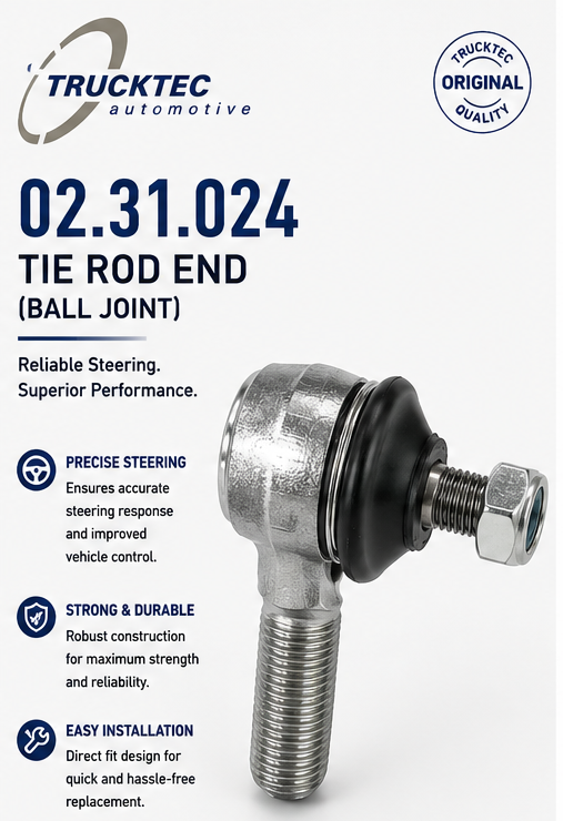 TRUCKTEC 02.31.024 Suspension & Steering ,tie rod (ball joint)+rack end (end)