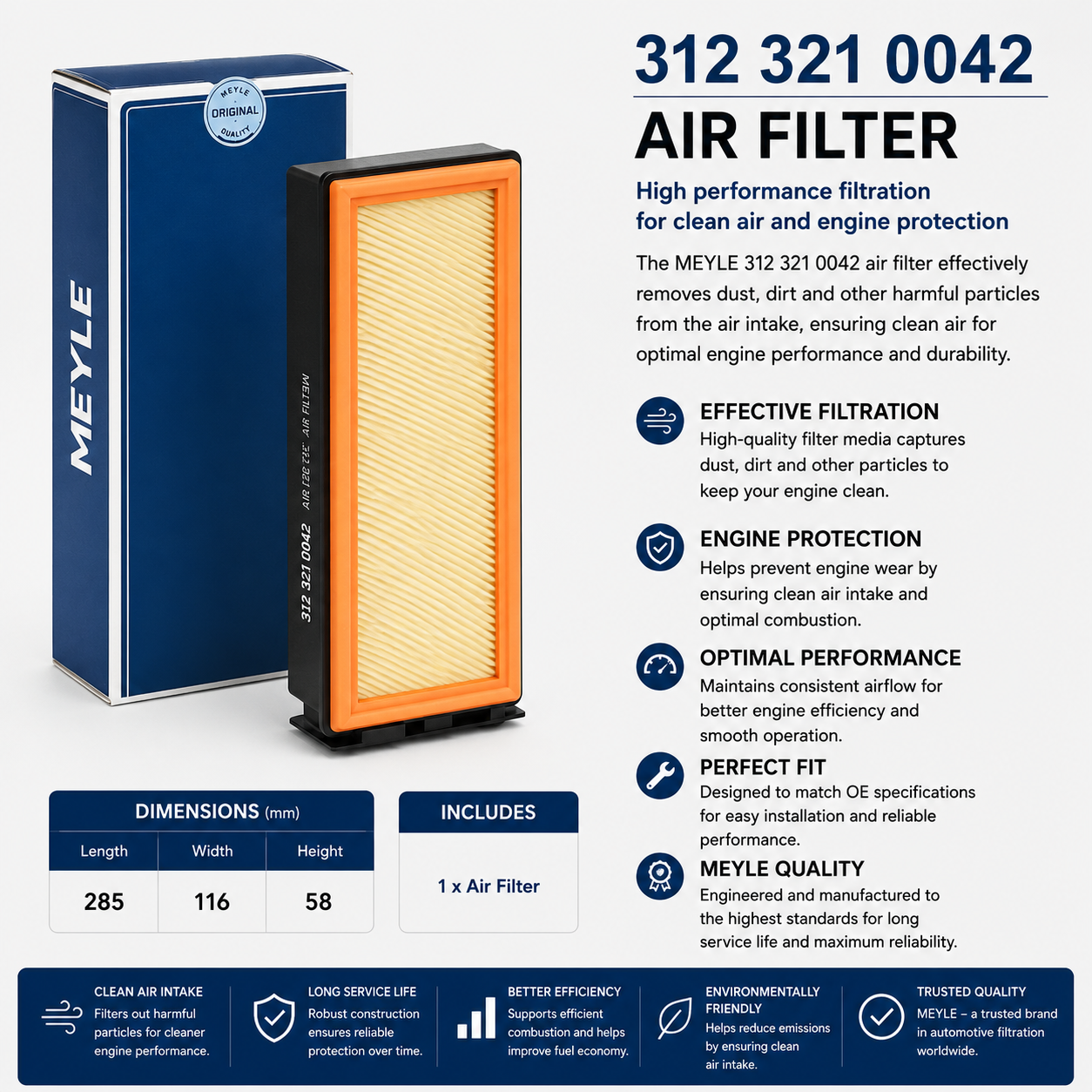 MEYLE 312 321 0042 Filter, Air Filter
