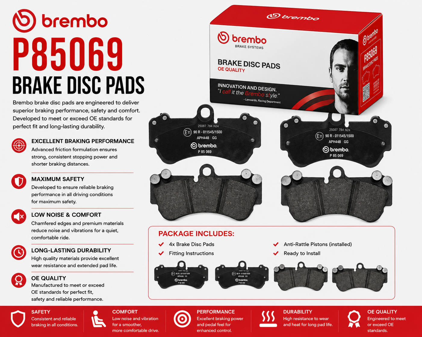 BREMBO P85069 Brakes,rake disc pads