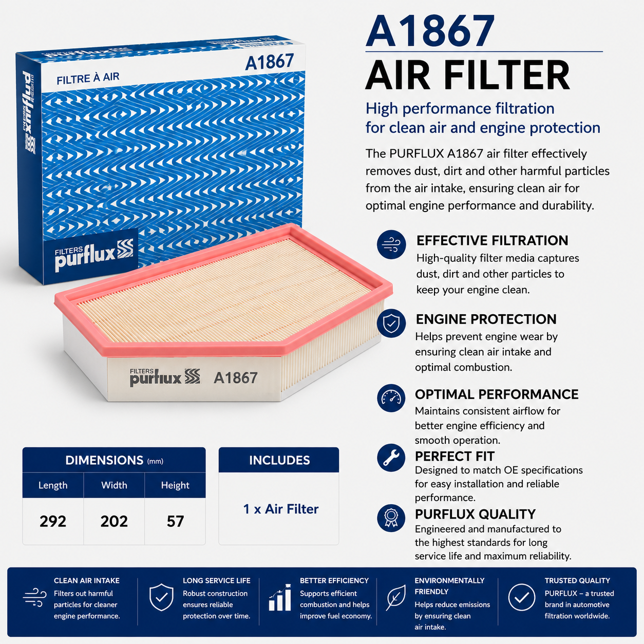 PURFLUX A1867 Filter, Air Filter