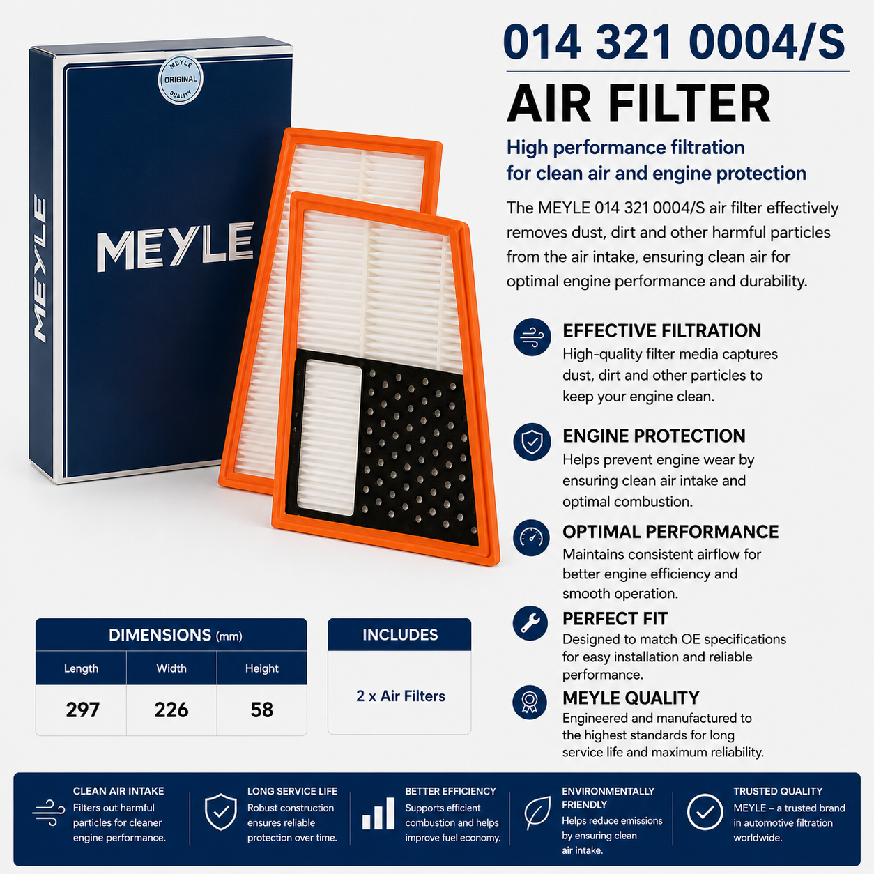 MEYLE 014 321 0004/S Filter, Air Filter