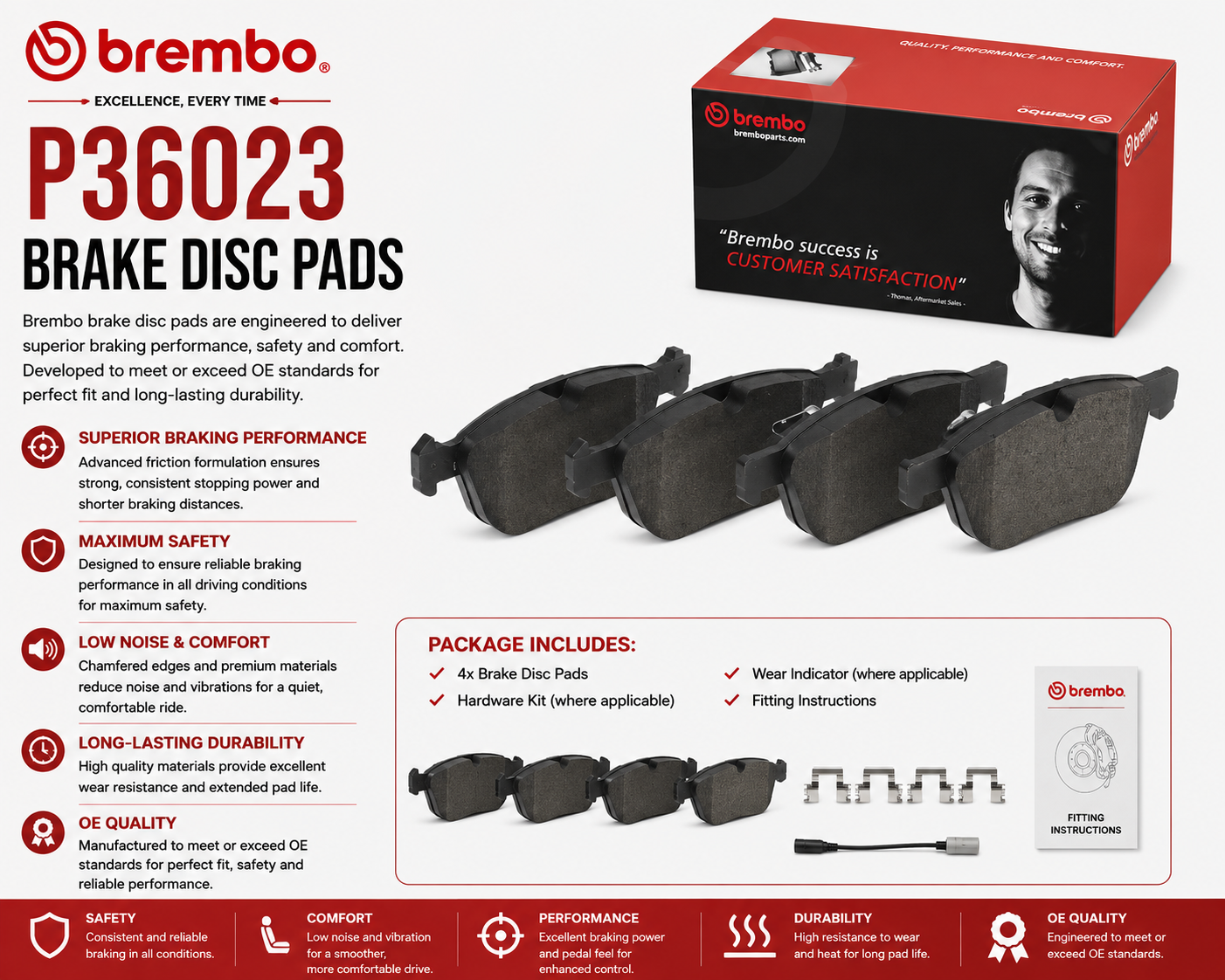 BREMBO P36023 Brakes, Brake Disk Pads