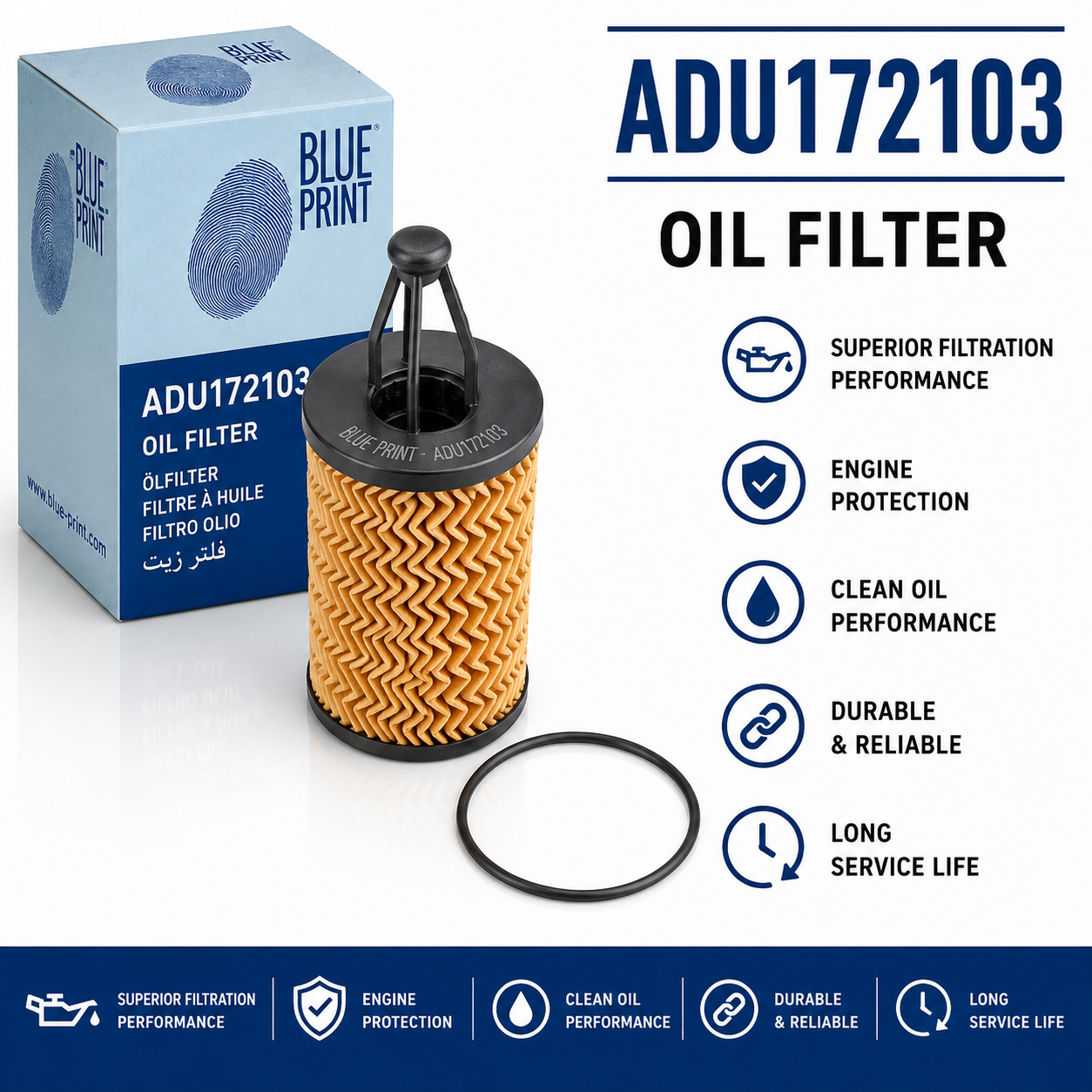 BLUE PRINT ADU172103 FILTER--OIL FILTER
