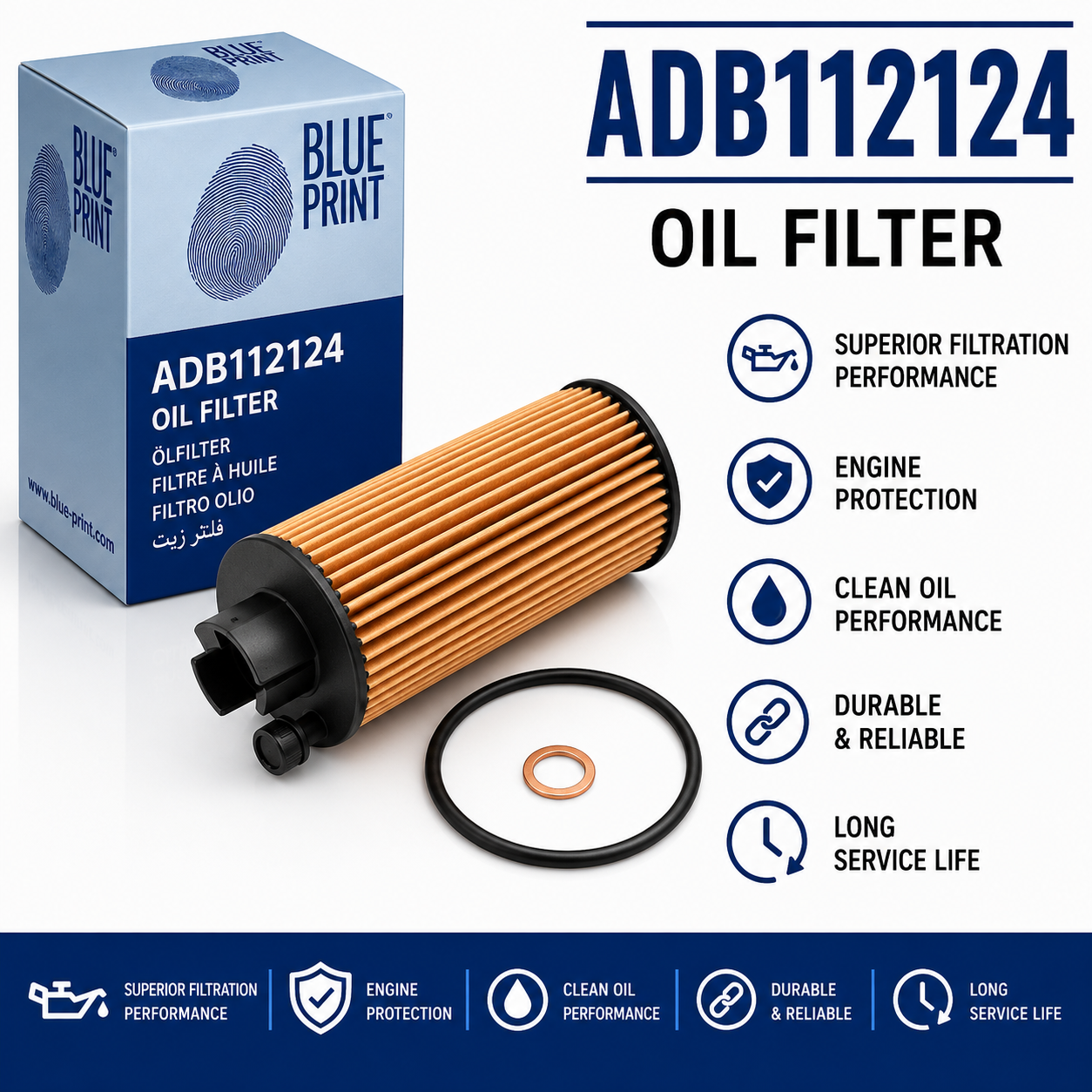 BLUE PRINT ADB112124 FILTER--OIL FILTER
