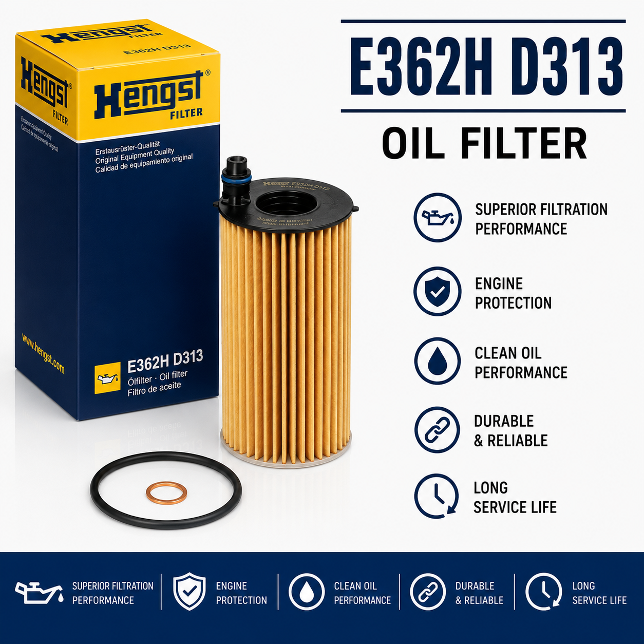 HENGST E362H D313 FILTER--OIL FILTER