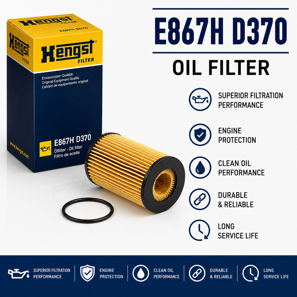 HENGST E867H D370 FILTER--OIL FILTER