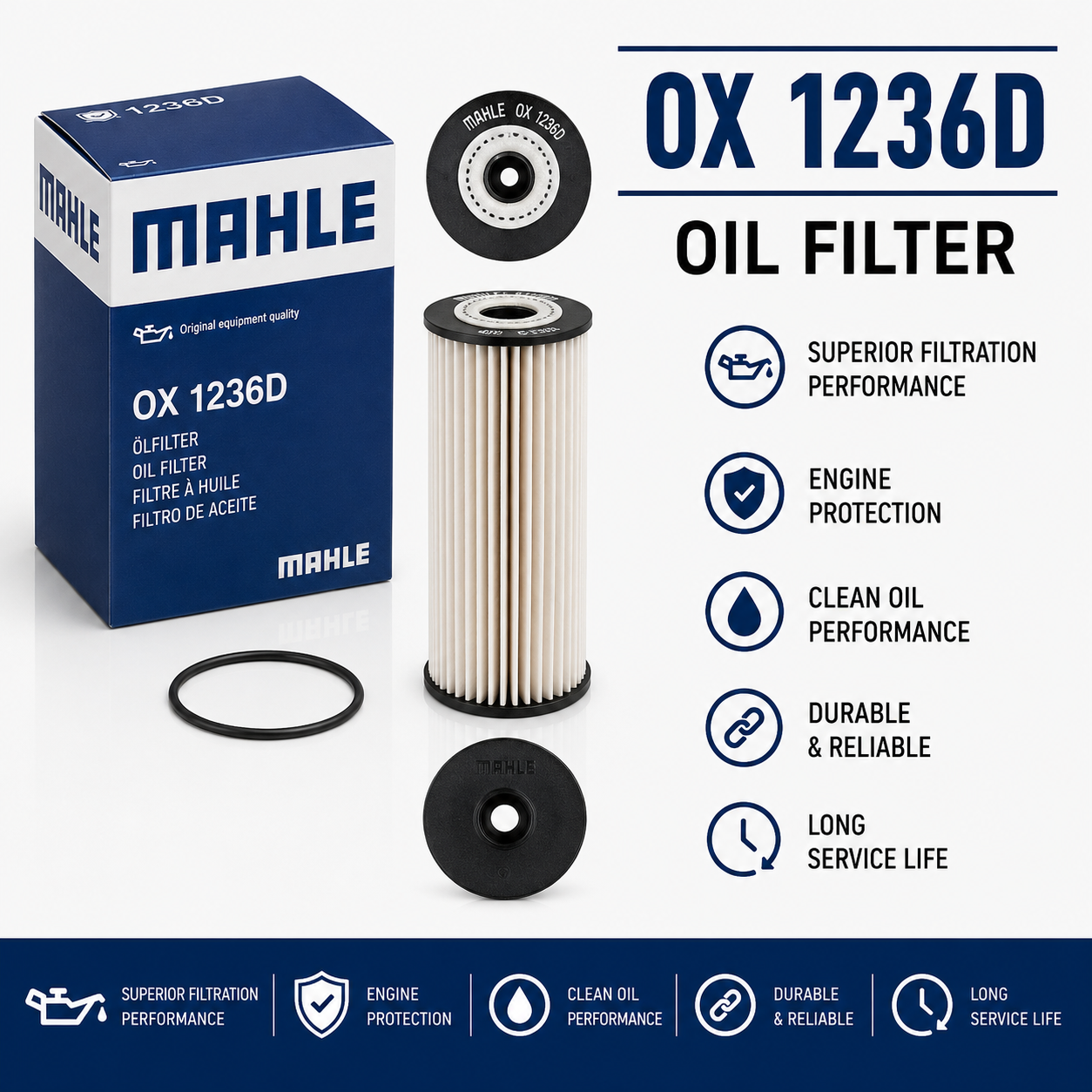 MAHLE OX 1236D FILTER--OIL FILTER
