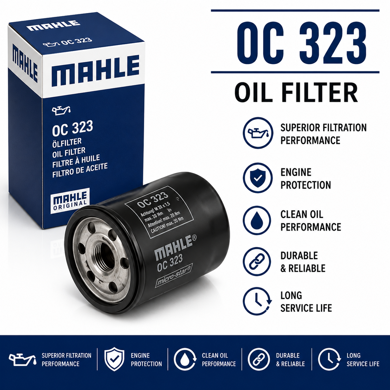 MAHLE OC 323 FILTER--OIL FILTER