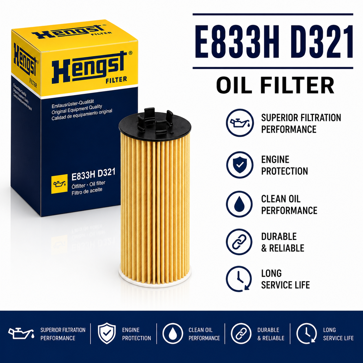 HENGST E833H D321 FILTER--OIL FILTER