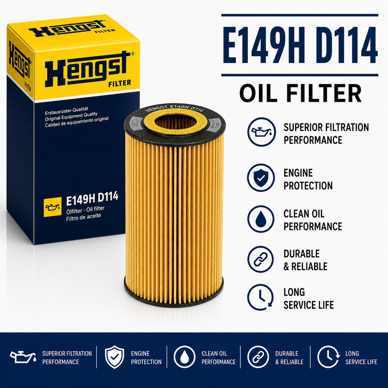 HENGST E149H D114 FILTER--OIL FILTER