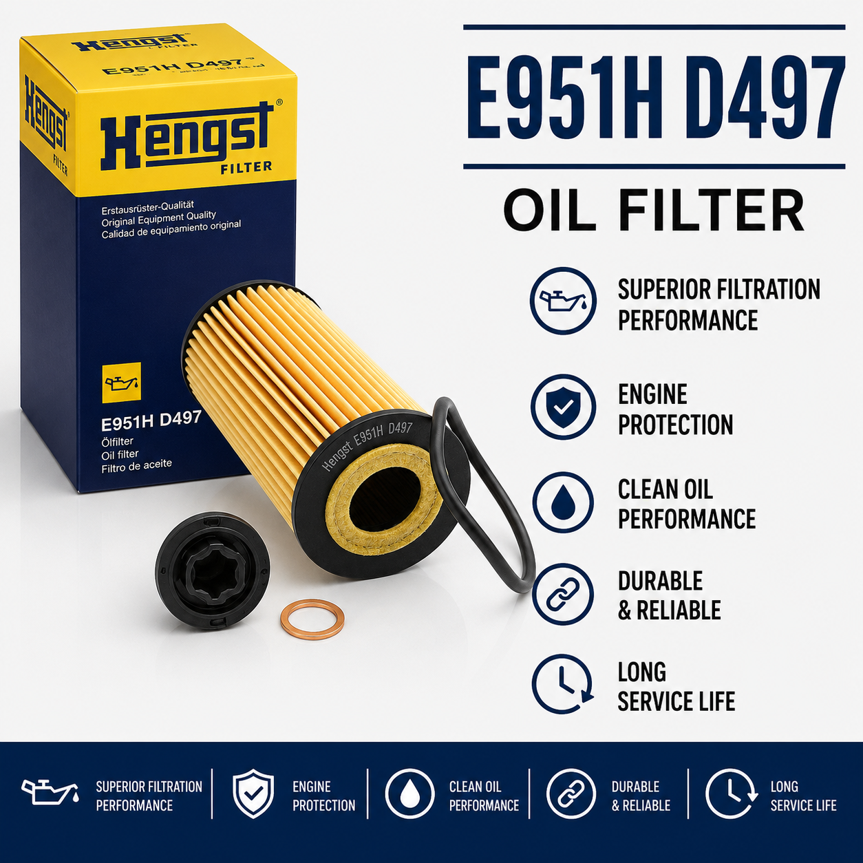 HENGST E951H D497 FILTER--OIL FILTER