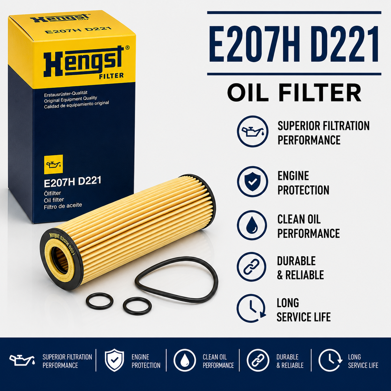 HENGST E207H D221 FILTER--OIL FILTER