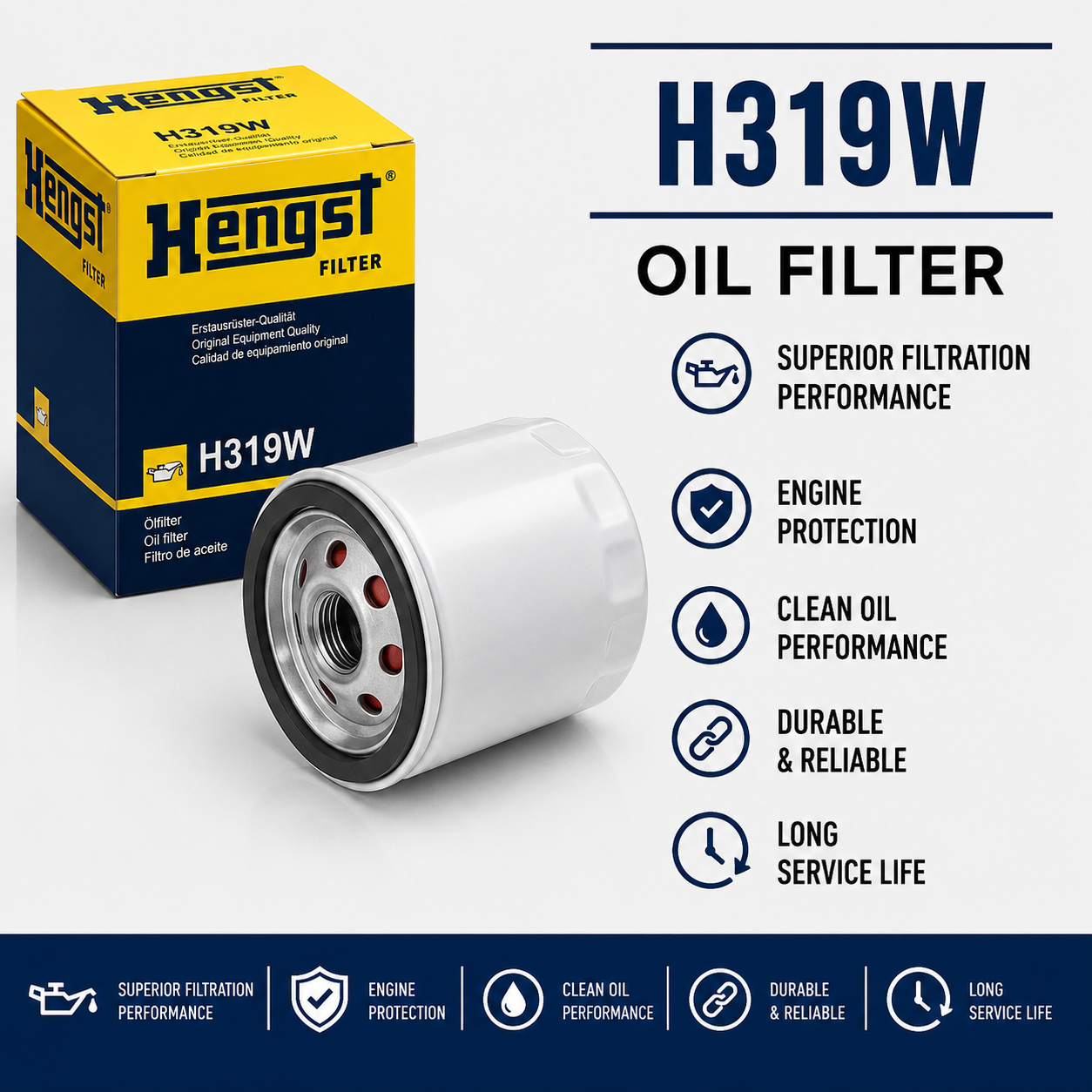 HENGST H319W FILTER--OIL FILTER