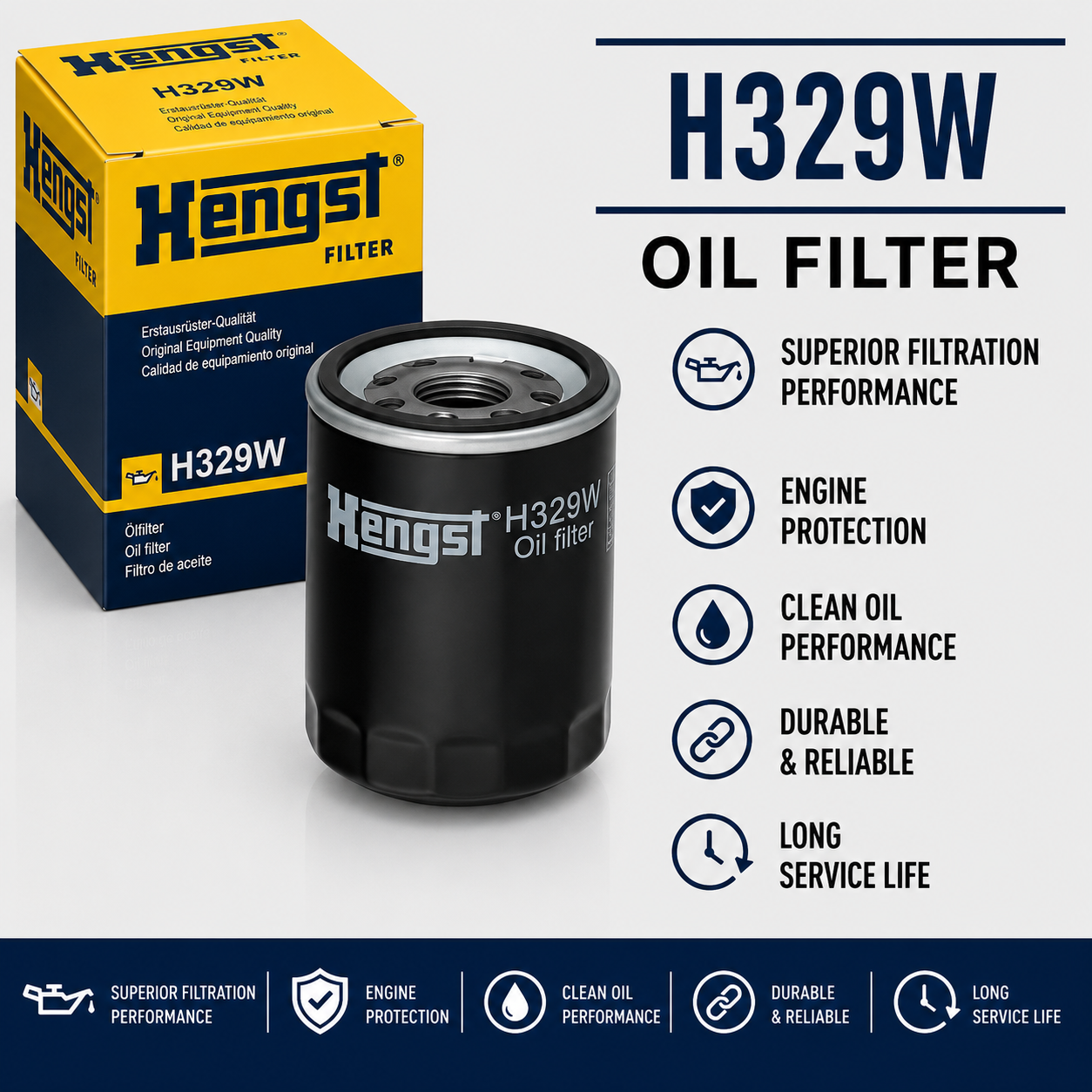 HENGST H329W FILTER-- OIL FILTER