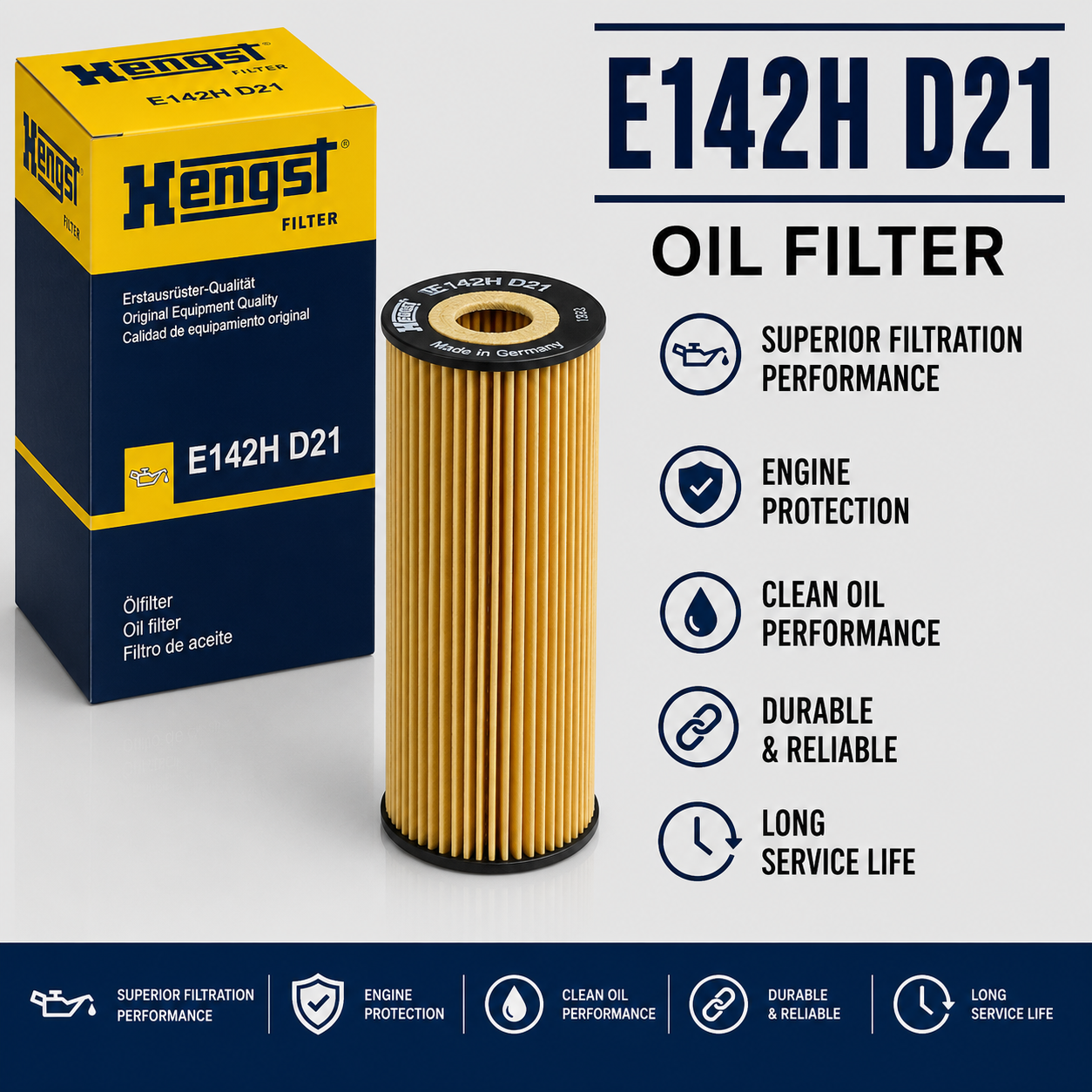 HENGST E142H D21 FILTER--OIL FILTER